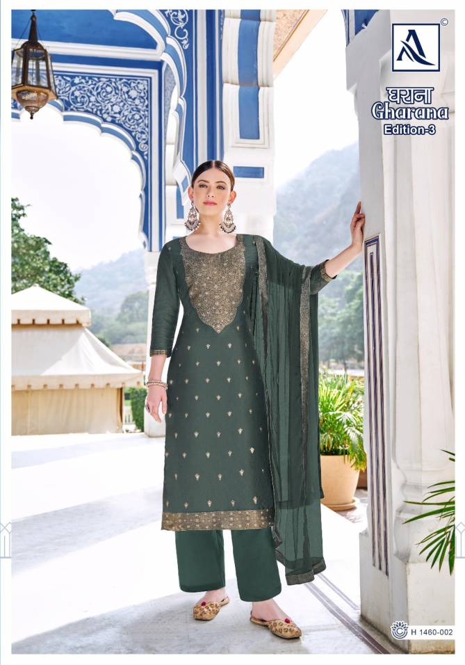 Gharana 3 By Alok Suit Dola Jacquard Designer Salwar Suits Wholesale Market In Surat